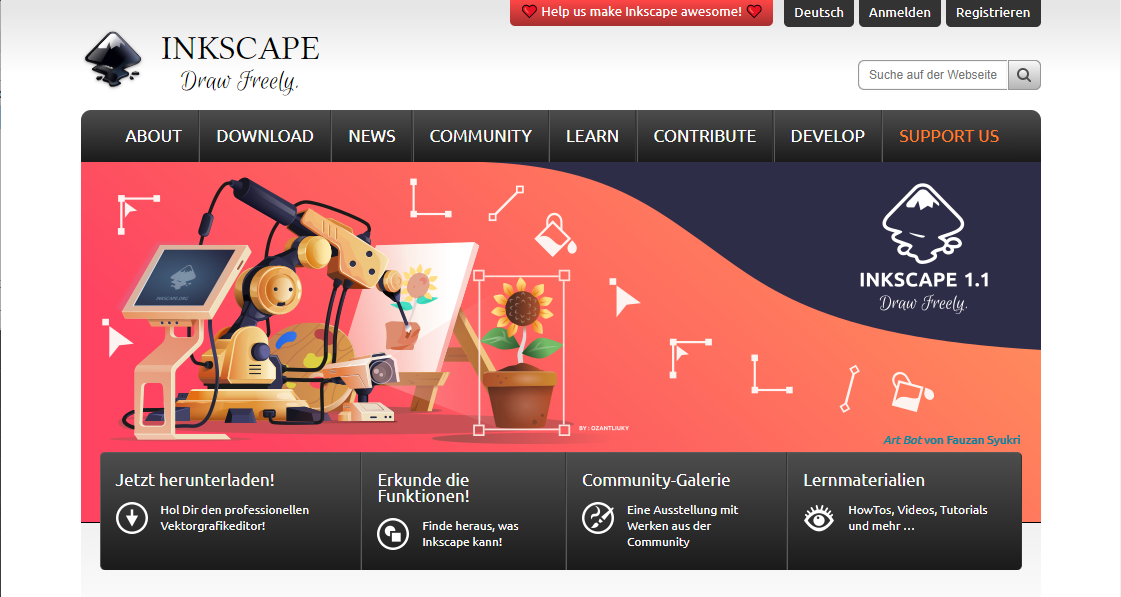 Inkscape Offizielle Start-Website